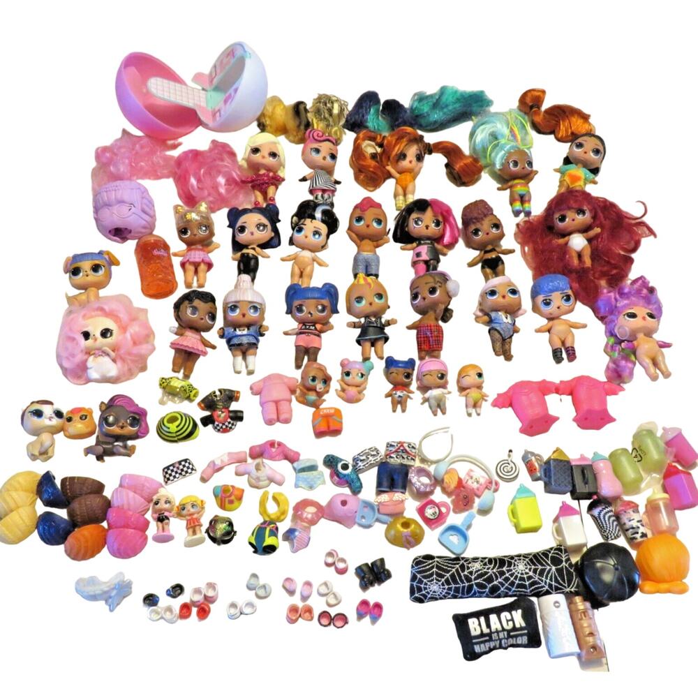 HUGE Doll Lot MGA LOL Surprise OMG Dolls Pets Clothes Accessories Hair 150 Pc